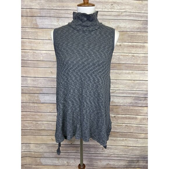 Anthropologie Left Of Center Small Tunic Top Gray Melange Stretch Hi Lo Hem Boho - Picture 1 of 11